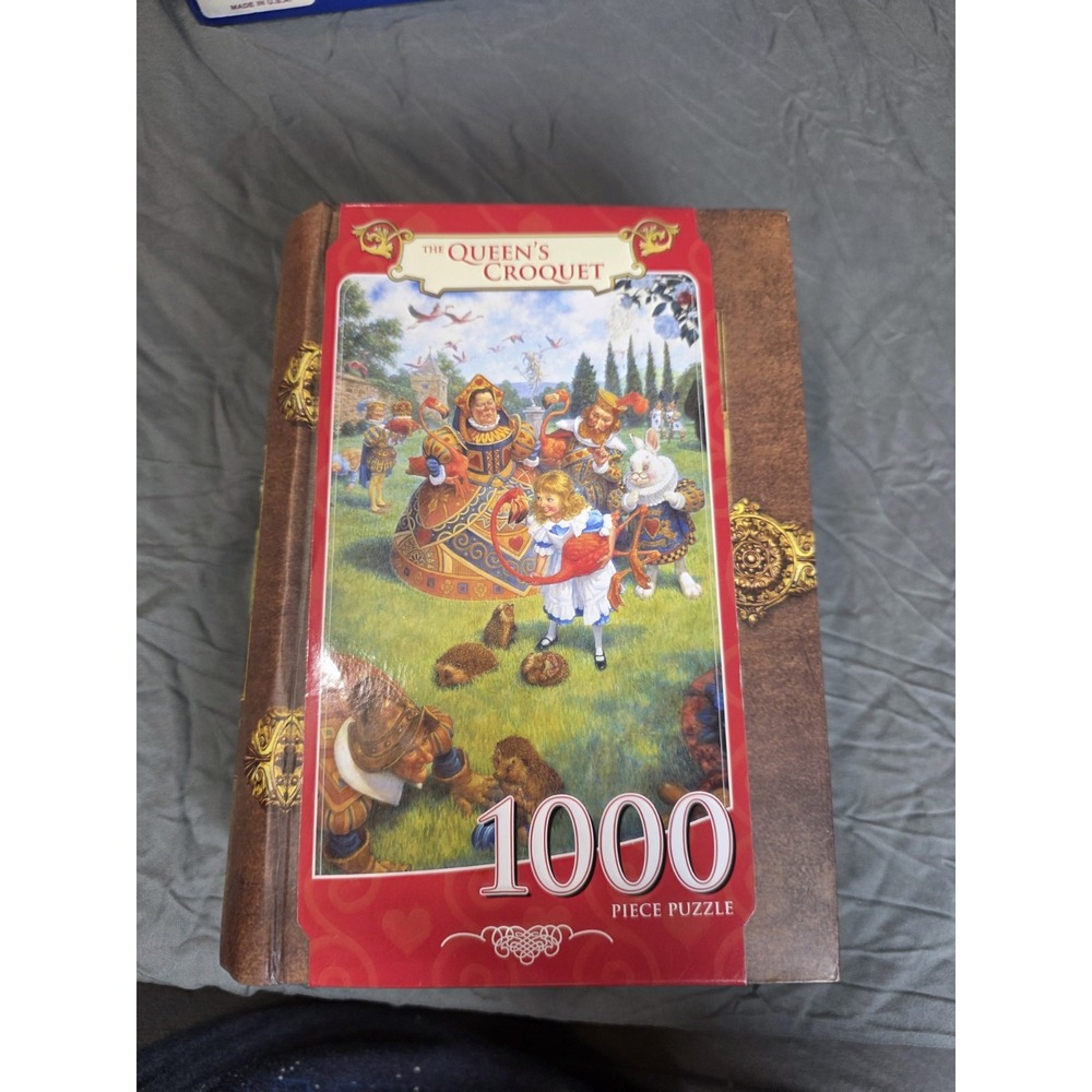 MasterPieces The Queen's Croquet 1000 Piece Puzzle Alice Wonderland Book Box NEW